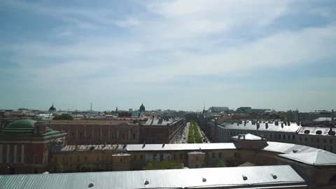 Pamoramic view rooftop summer in Saint-Petersburg Stock Footage 195934208