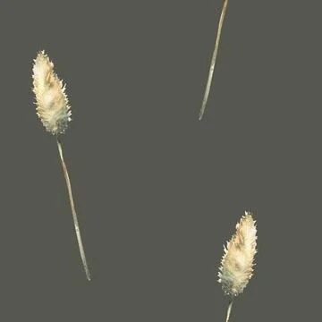 Pampas grass. Dry blade of grass. Boho cream coloured seamless pattern Stock Illustration