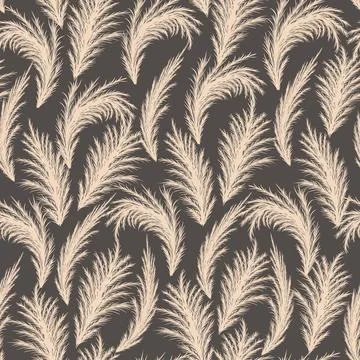 Pampas grass seamless pattern. Vector cortaderia in boho style. Autumn Stock Illustration