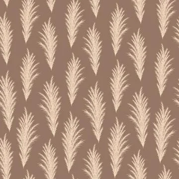 Pampas grass seamless pattern. Vector cortaderia in boho style. Autumn Stock Illustration