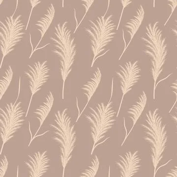 Pampas grass seamless pattern. Vector cortaderia in boho style. Autumn Illustrazione stock