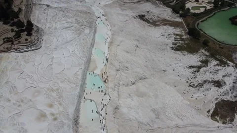 Pamukkale, Turkey, Drone Flight, Flight over travertines, 4k Stock Footage 290460997