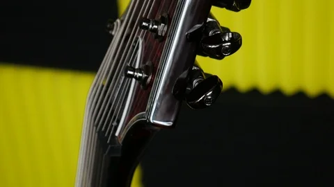 Pan Up 9 String Guitar Headstock Video stock 96851469