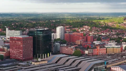 Pan above Train Station Reading Berkshire UK Stock-Footage 336336252