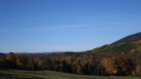 Pan accross edge of field in fall Video stock 72357459