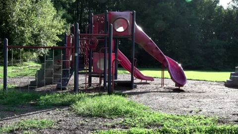 Pan Across Abandoned School Playground 4K Slow Motion Stock-Footage 209334341
