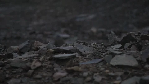 Pan across broken stone landscape Stock Footage 118260566