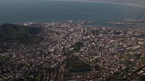 Pan across Cape Town from Table Mountain Stock Footage 21978511