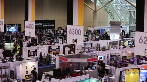 Pan across crowded convention for industry mining industrial with audio Stock-Footage 73754173