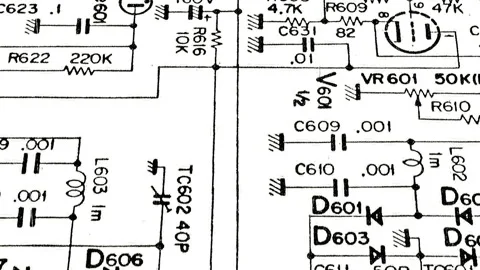 A pan across an electronic schematic diagram Stock Footage 194547300