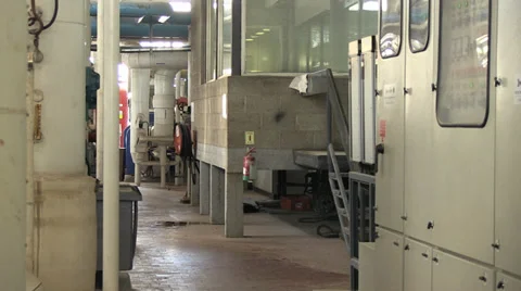 Pan across engine room Stock Footage 34607144