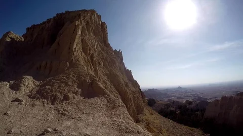 Pan across Juniper forest in the Badlands Stock Footage 81764935