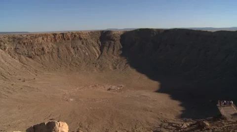 Pan across Meteor Crater in Arizona Stock Footage