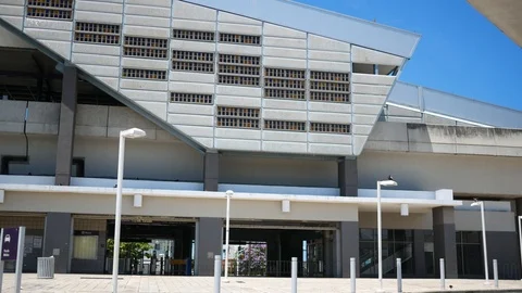 Pan across Metro Train central  station Stock Footage 108632368