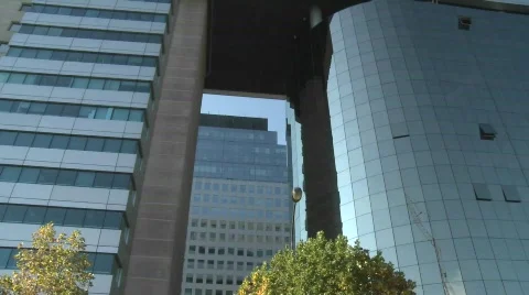 Pan across a modern hi-rise in Santiago, Chile. Stock Footage