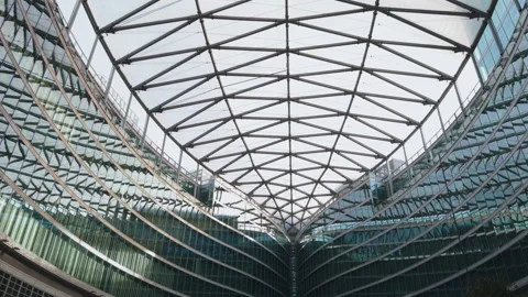 Pan across modern office building in Milan Garibaldi district Stock Footage 338202034