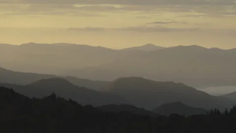 Pan across mountain range, sunset over Appalachian mountain range Stock Footage 164270425