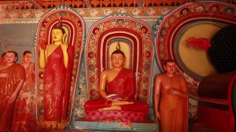 Pan up across multi-Buddhas_0605 Stock Footage 41344119