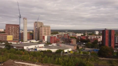 Pan across Ordsall from Trinity way in Salford Stock Footage 236146183