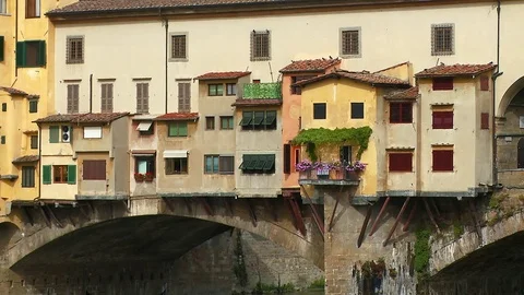Pan across the Ponte Vecchio Florence, Italy Stock Footage 74797239