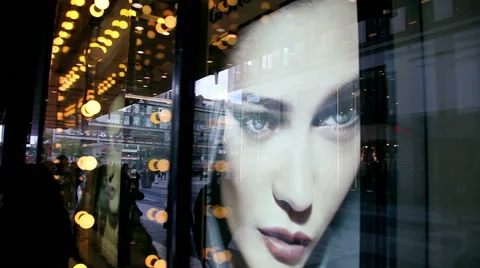 A pan across the showcase of a big store Stock Footage 45043247