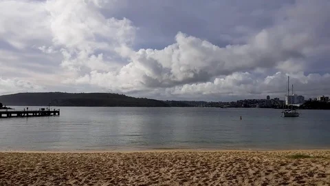 Pan across small beach in Manly, Australia Stock Footage 83182572