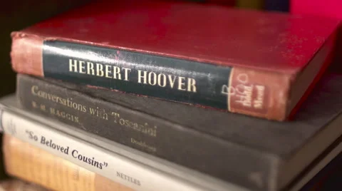 Pan Across Stack of Old Books Stock Footage 55106957