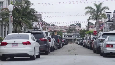 Pan across string of flags Stock Footage 232075643