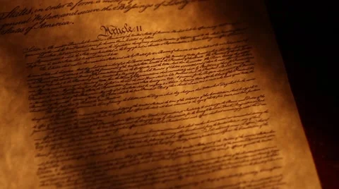 Pan across US Constitution, ending on We The People Stock Footage 41242230