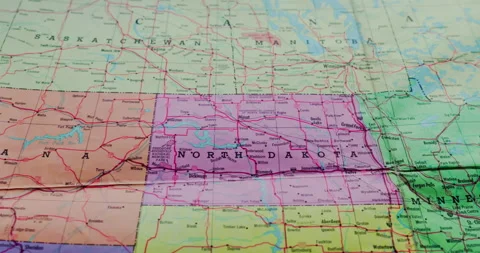 Pan Across USA Map Showing 49th Parallel Border Line Stock Footage 332559683