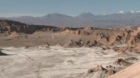 Pan across the Valley of the Moon and the Andes mountains Stock Footage