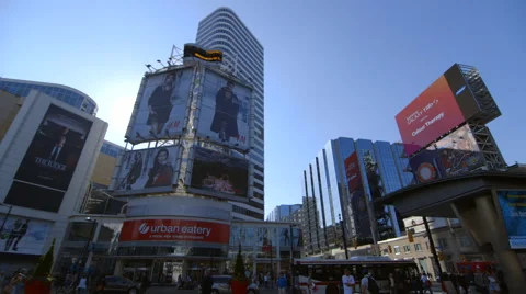 Pan across Yonge and Dundas Square Stock Footage 44267404