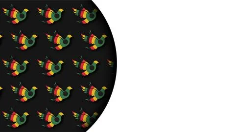 Pan African colors bird pattern on black circle with white background for E.. 스톡 일러스트
