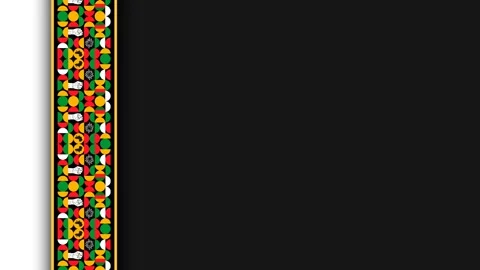 Pan African Emancipation Day Background with Traditional Kente Pattern Border Stock Footage 343603565