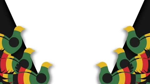 Pan African Emancipation Day Background Frame with Colorful Bird Illustrati.. Stock Footage 343636748