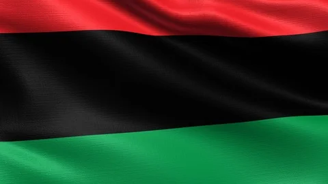 Pan African Looping Flag 4K, Seamless looping with highly detailed fabric Stock Footage 106595531