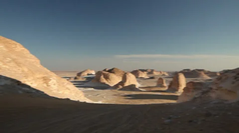 Pan on the "Agabat", White Desert, Egypt Stock Footage 35129618
