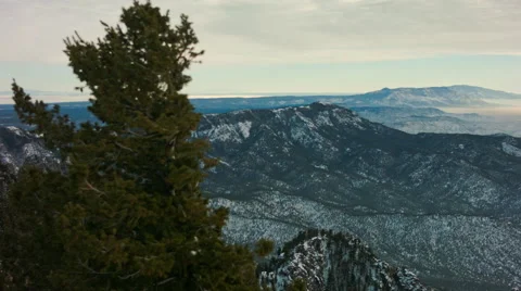 Pan of Albuquerque From the Peak in Winter Stock Footage 59081569