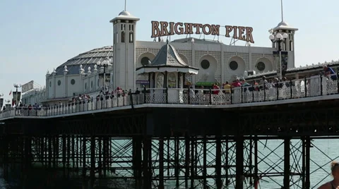 Pan Along Brighton Pier Stock Footage 39715277