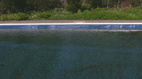 Pan along closed pool in the spring Stock Footage 544995