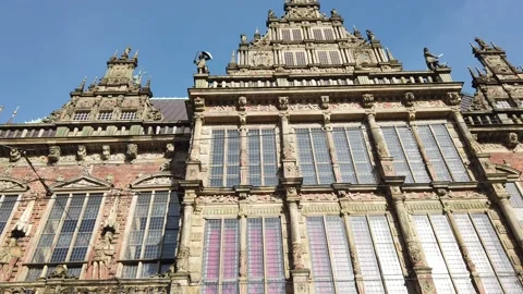 Pan along the outer facade of Bremen City Hall Germany the UNESCO World Video stock 150826114