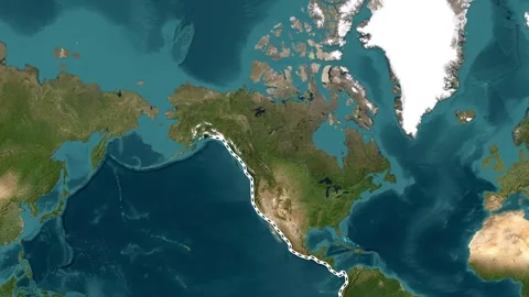 Pan American Highway Map Animation Route From South America to Alaska Видео 341729985
