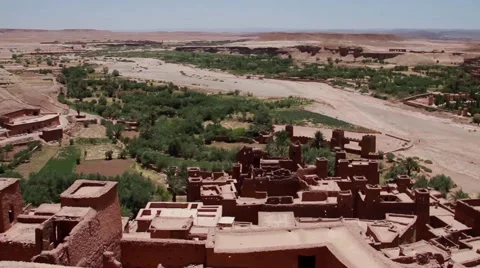 Pan Up to Ancient Moroccan City Video stock 52933757
