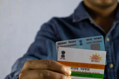 PAN and Aadhaar Stock Photos