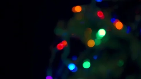 Pan and Rack Focus onto Christmas Lights Stock Footage 98962095