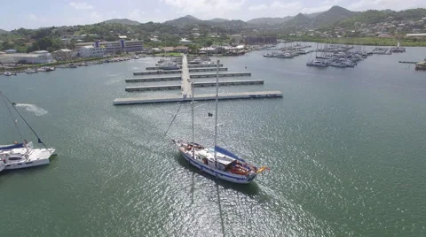 Pan and tracking views of bay - St Lucia Stock Footage 61847431