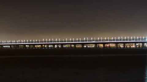 Pan and zoom time lapse of the new span of the San Francisco Bay Bridge n. view Stock Footage 39594009