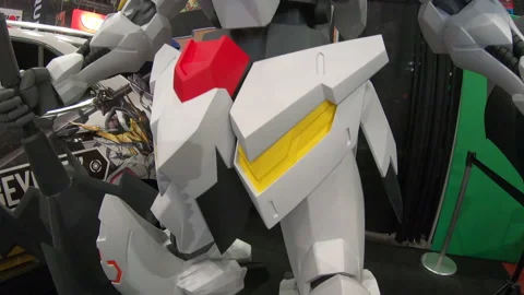 Pan up of anime mecha model Video stock 148517645