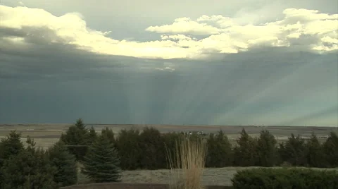 Pan of Anticrepuscular Sun Rays at Sunset in Eastern Sky Stock Footage 54751902