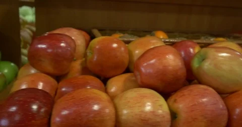 Pan of Apples CU Stock Footage 75345524